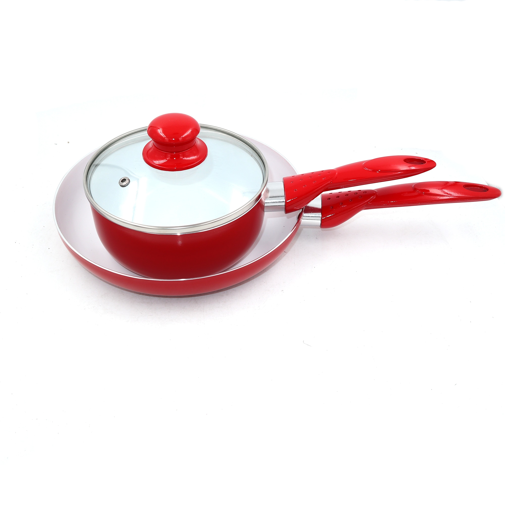 Green / Red Ceramic Coating Cookware Set