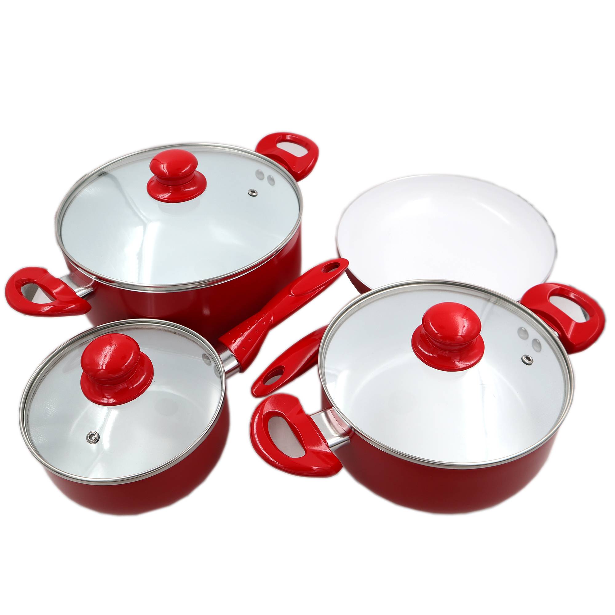 Green / Red Ceramic Coating Cookware Set